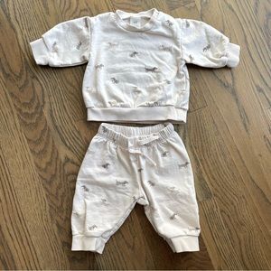 H&M Baby Matching Sweatsuit Set, Dog Print, Newborn
